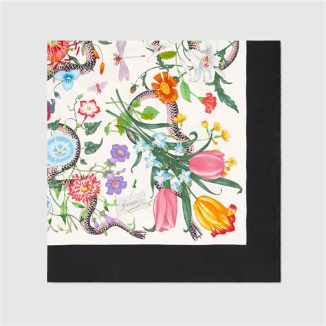 gucci flora print silk scarf|gucci flora snake scarf.